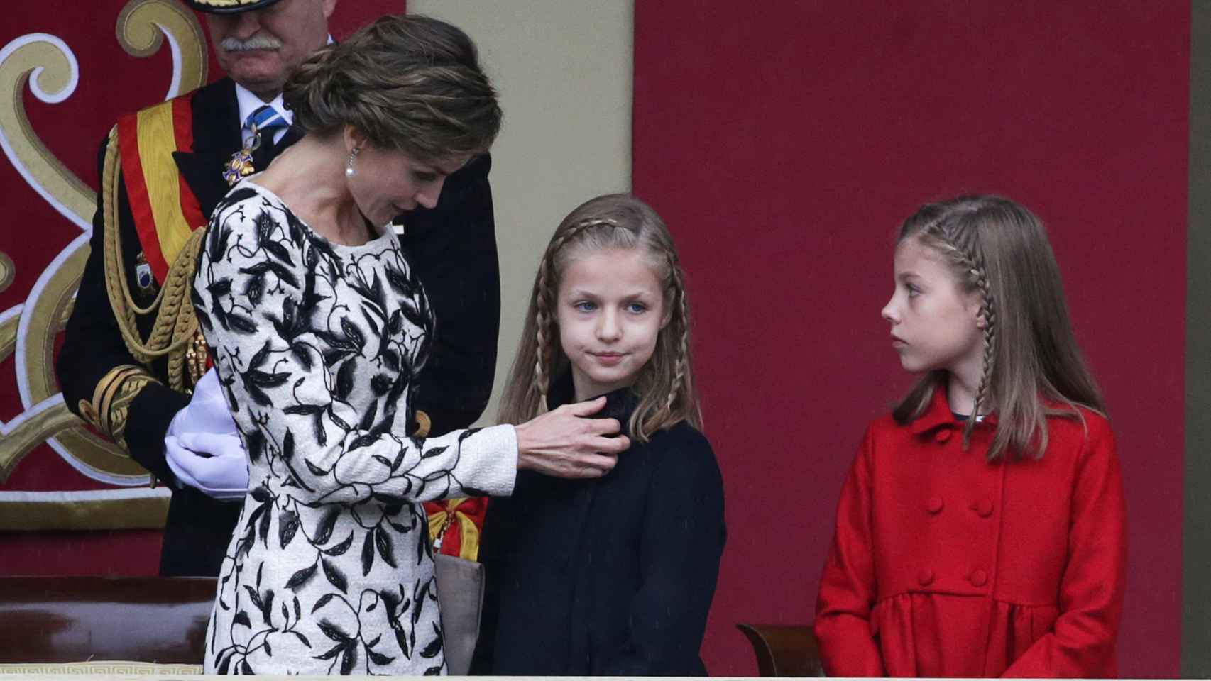 La princesa Leonor con su hermana y su madre el pasado 12 de octubre.