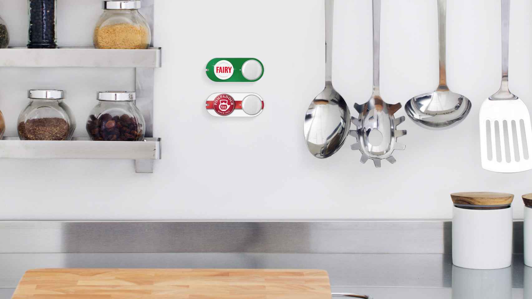 Botones de Amazon Dash en una cocina.