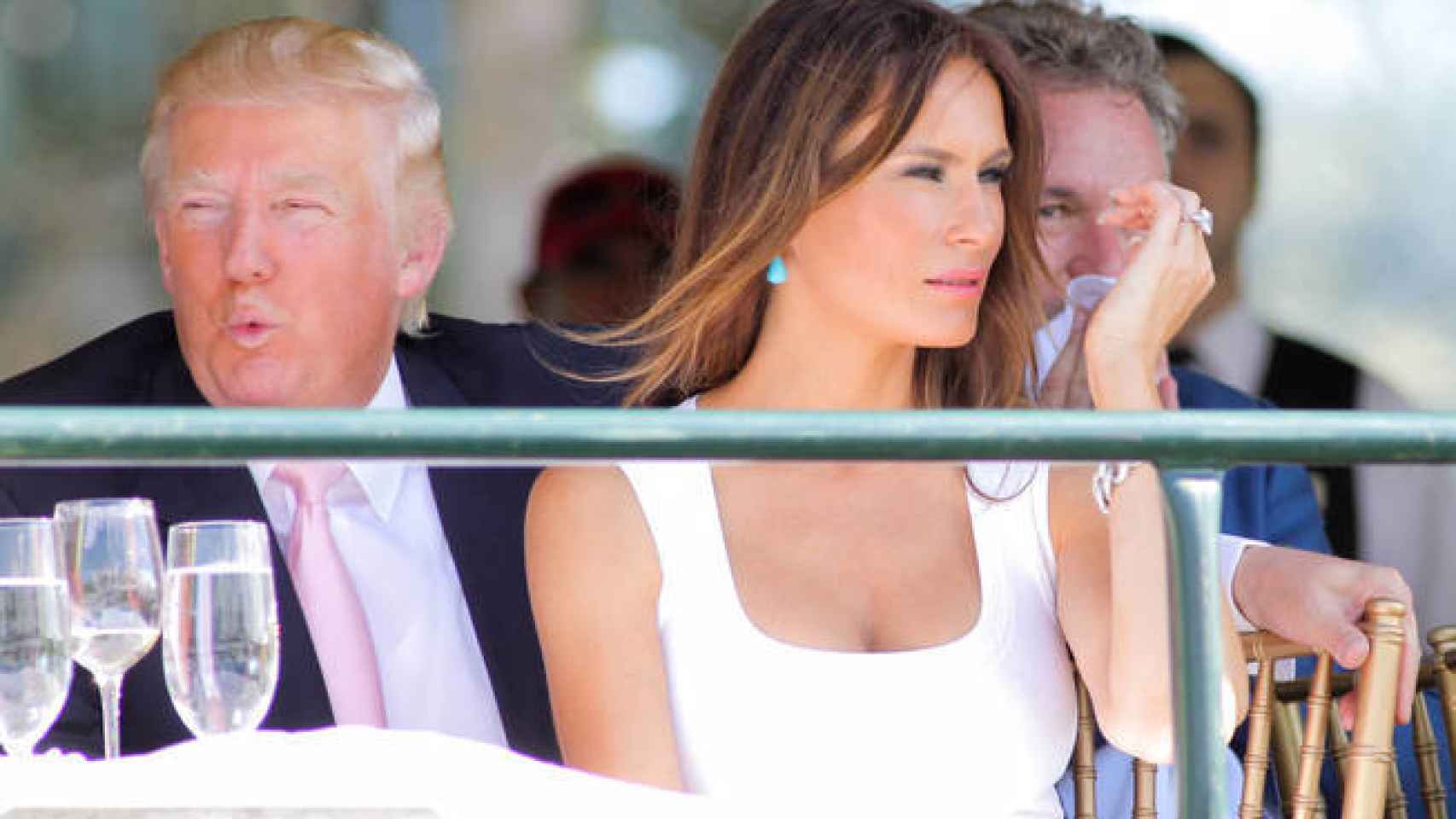 La modelo junto a su marido Donald Trump durante una comida en el año 2013.