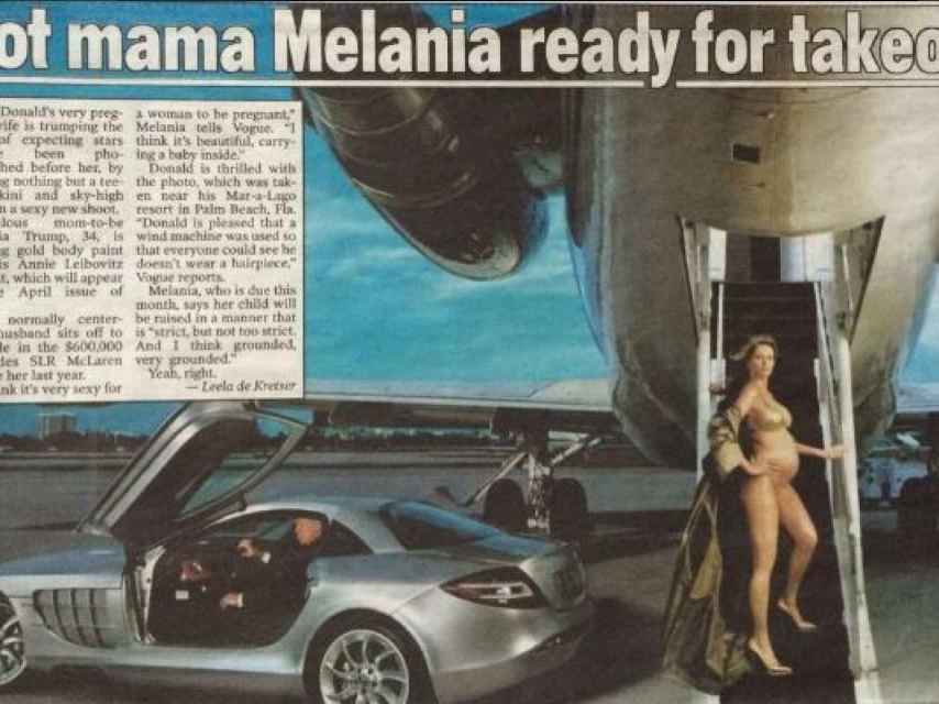 Melania luce embarazo junto al jet y el coche de su marido.