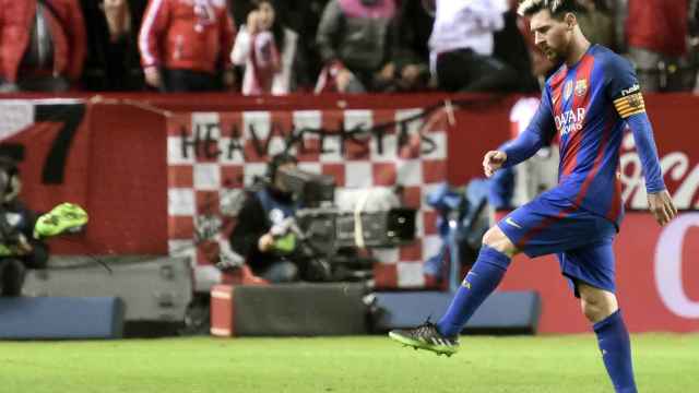Messi, durante el partido ante el Sevilla.