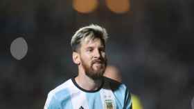 Leo Messi, durante el partido contra Colombia.