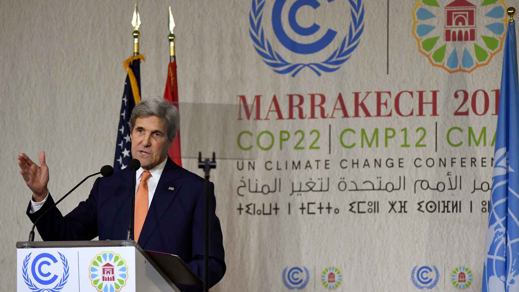 El todavía Secretario de Estado, John Kerry, en la COP de Marrakech.