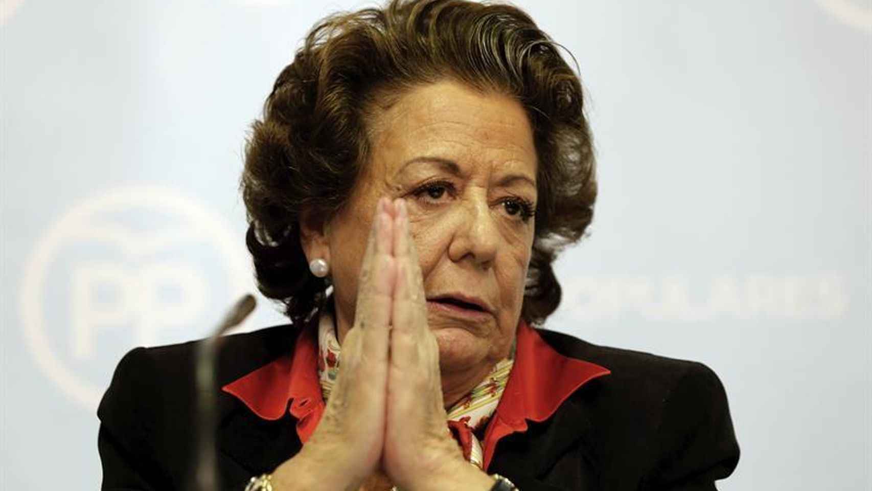 Rita Barberá durante una rueda de prensa en la sede del PP de Valencia