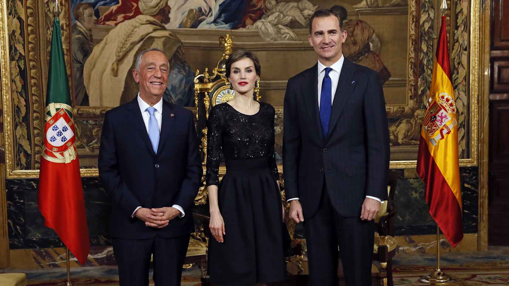 Los reyes junto al presidente de Portugal, Marcelo Rebelo de Sousa