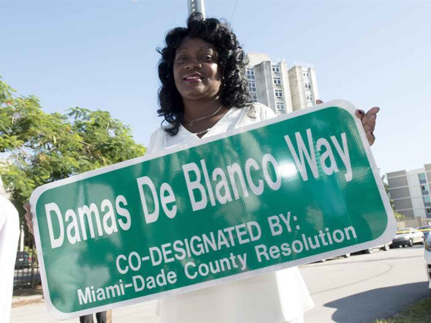 Berta Soler, en la inauguración de la calle Damas de Blanco en Miami el 23/11/2016.
