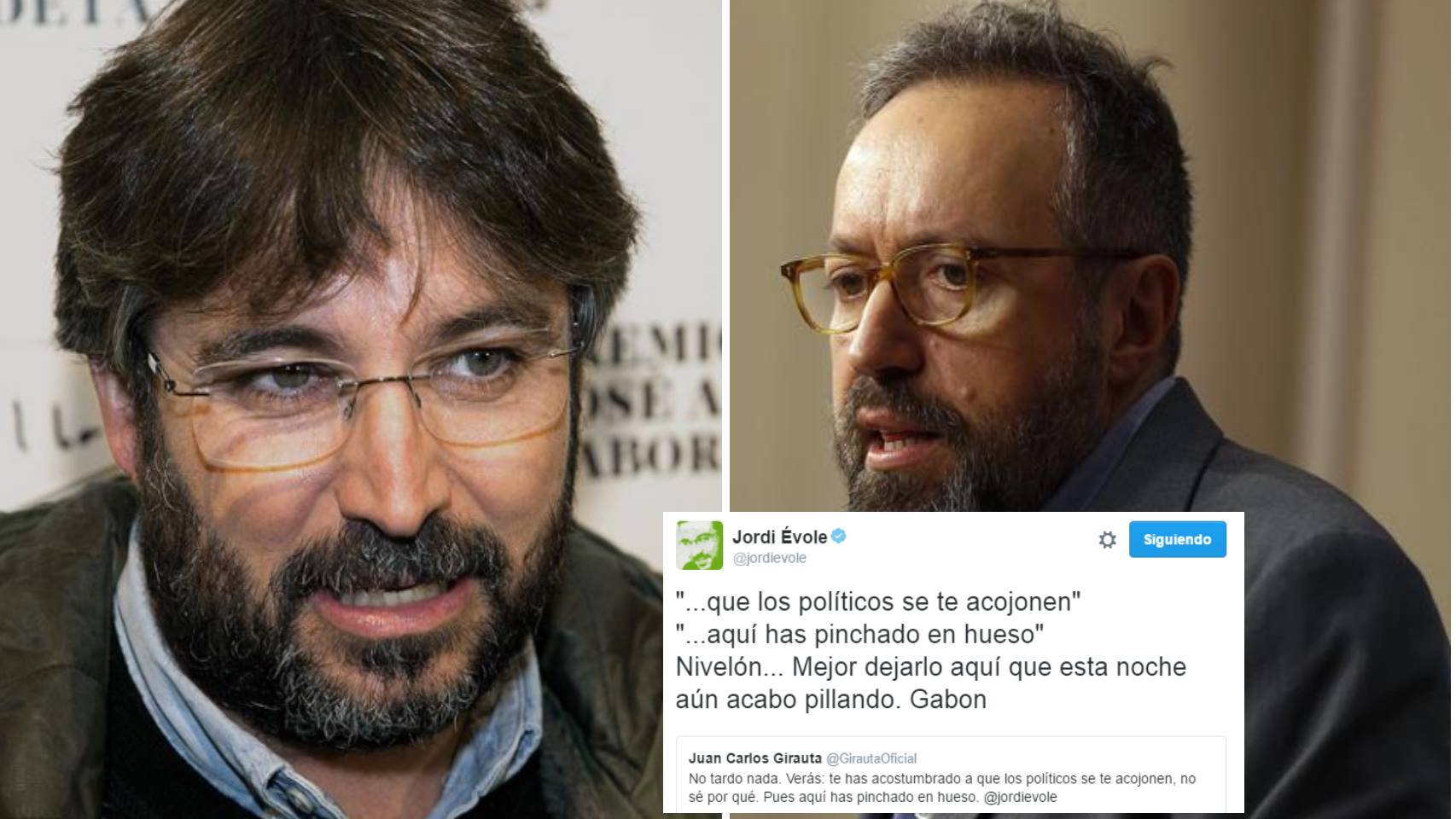 Jordi Évole y Juan Carlos Girauta, y uno de los tuits de la discusión.