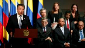 El presidente Santos, tras firmar el segundo acuerdo de paz con las FARC.