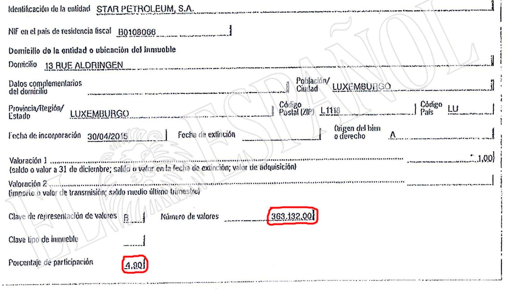 Los documentos que Cebrián presentó a Hacienda en marzo de este año.