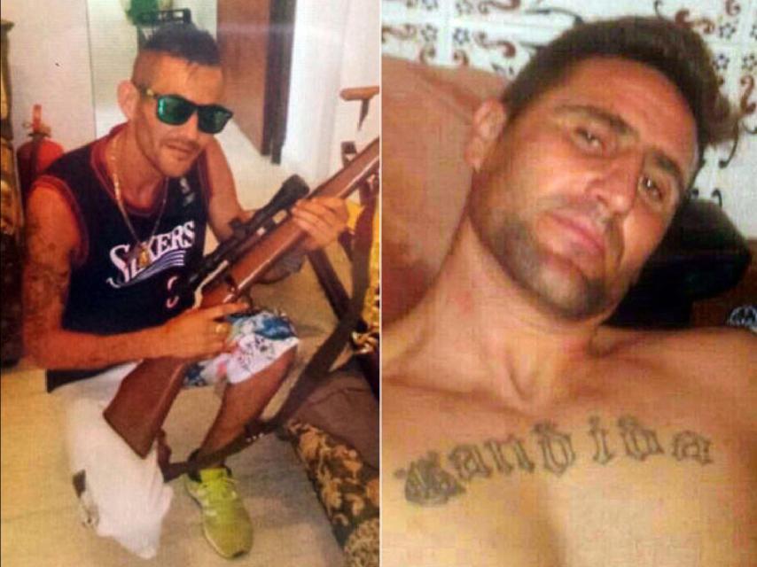 El clan de Los Cachimba. A la derecha, Pedro Venegas, el que agredió al policía. A la izquierda, con un rifle, su hermano Jorge.