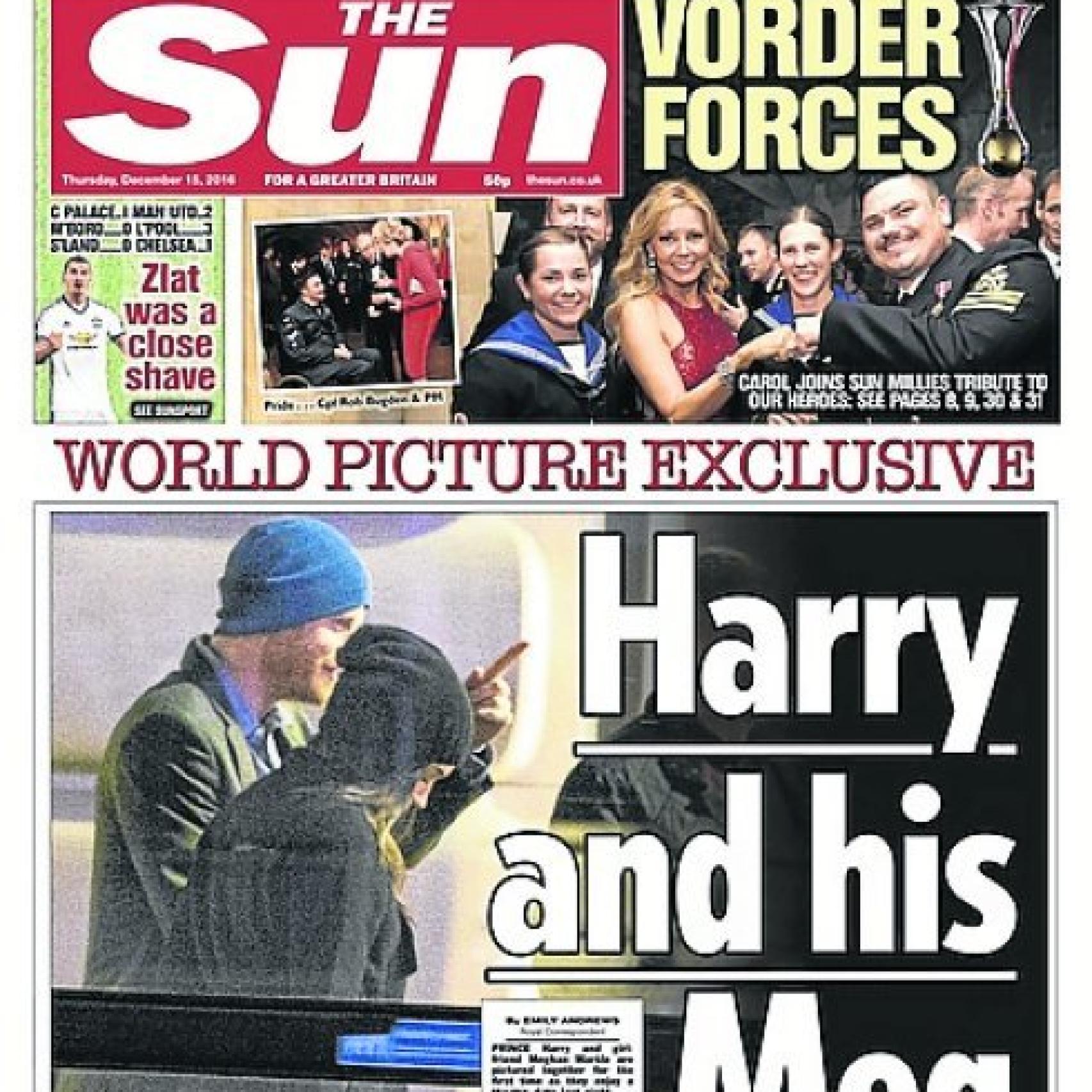 Portada del The Sun en el que se puede ver a la pareja en las calles de Londres