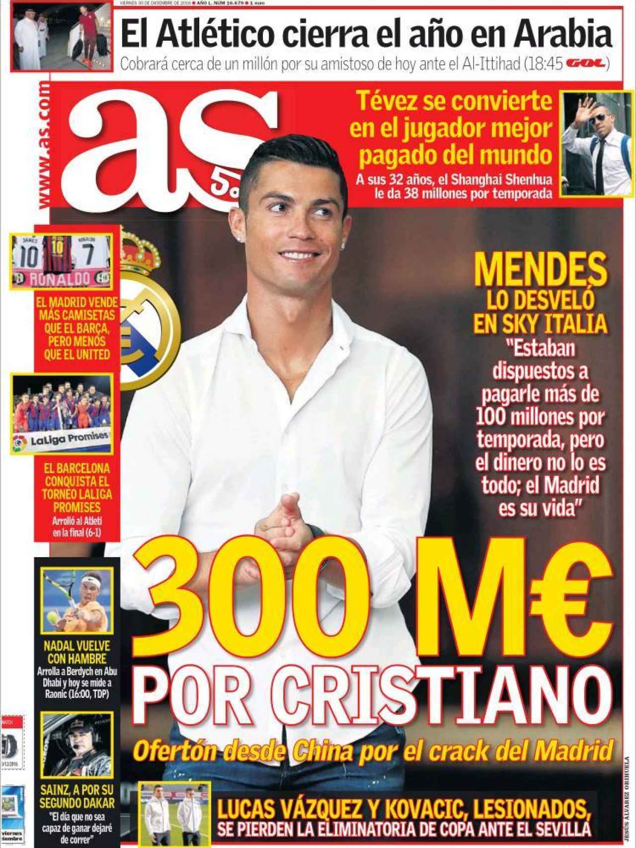 AS desvela la supuesta oferta de 300 millones de euros por Cristiano desde China.
