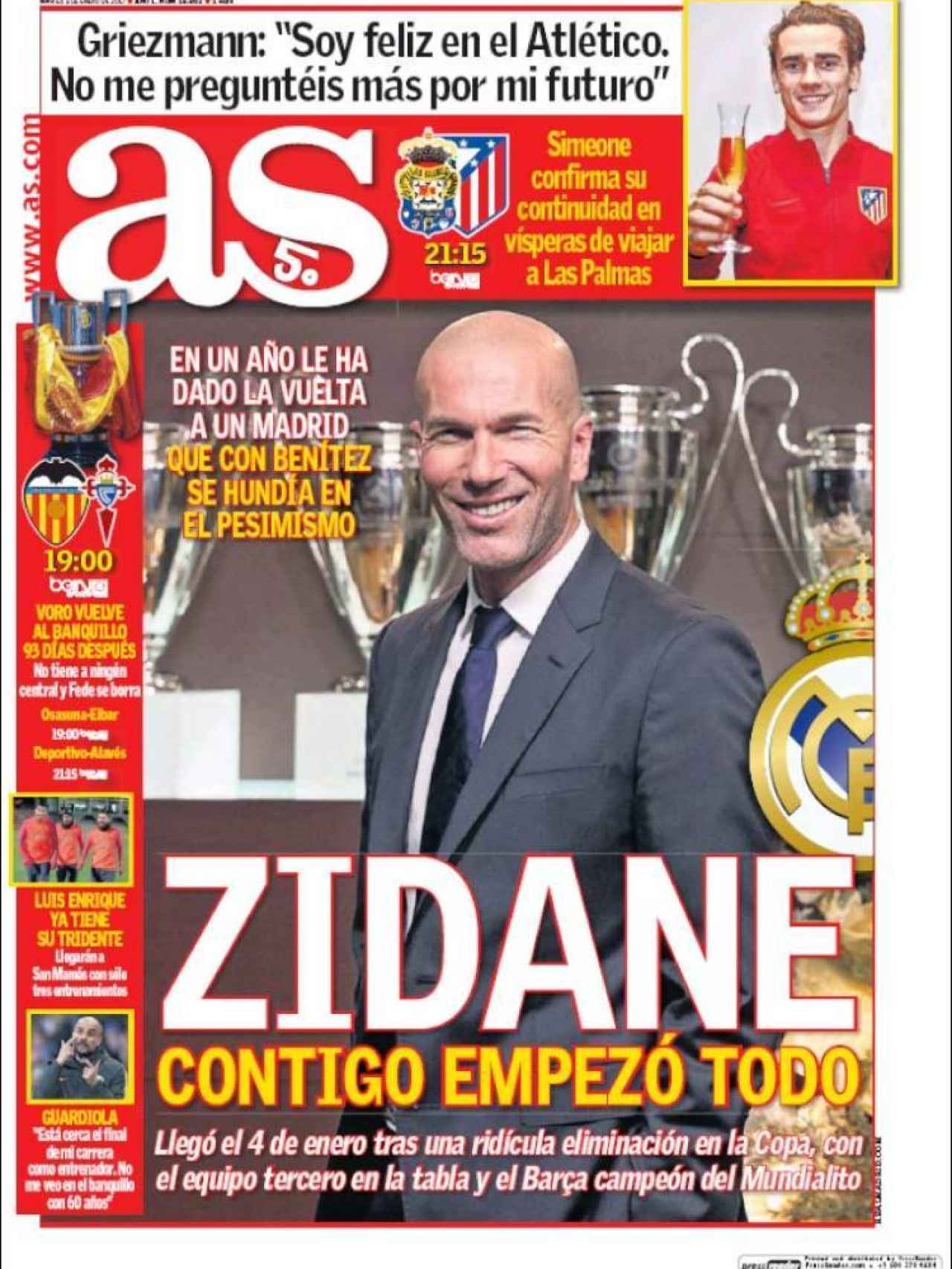 AS usa la frase de Piqué para recalcar el gran año del Real Madrid bajo los mandos de Zidane.