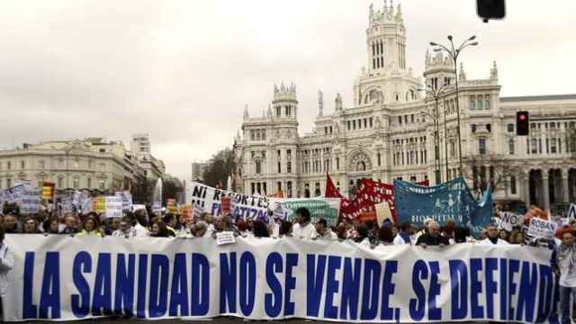 Protesta contra los recortes en Sanidad en Madrid.