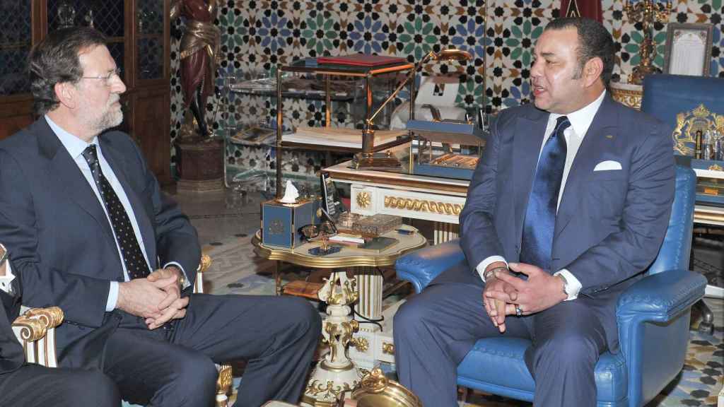 El entonces presidente, Mariano Rajoy, en una reunión con el rey Mohamed VI.