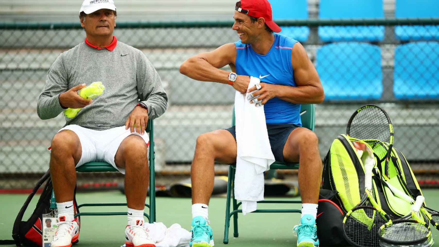 Toni Nadal y Rafa Nadal durante un entrenamiento en Río de Janeiro.