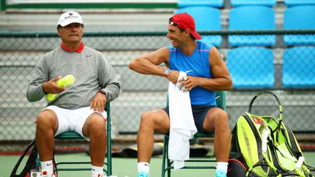 Toni Nadal y Rafa Nadal durante un entrenamiento en Río de Janeiro.