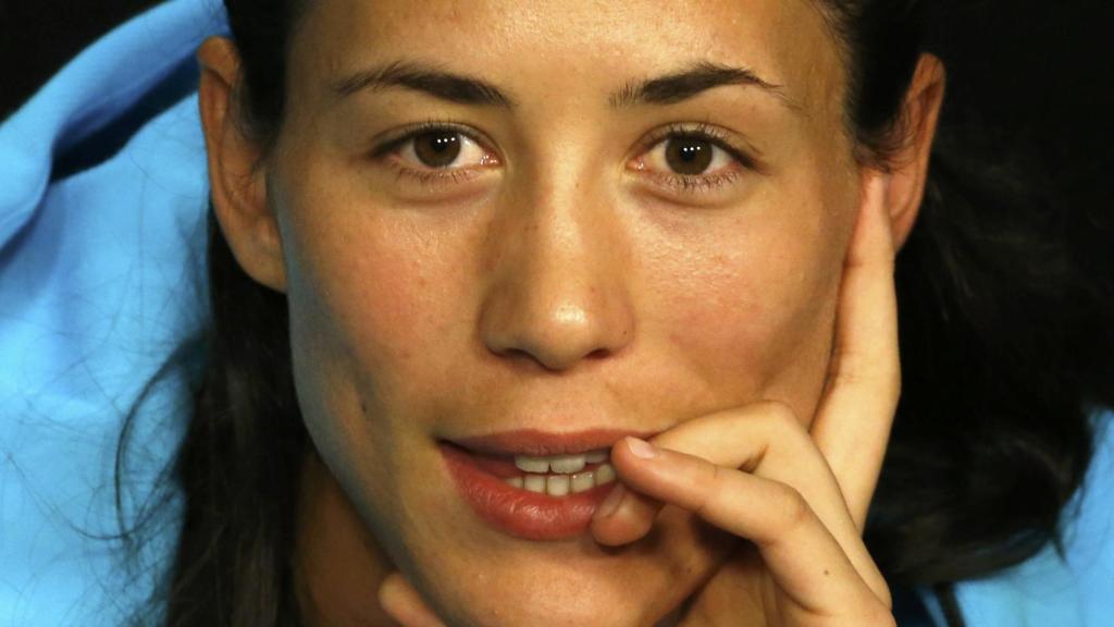 Garbiñe Muguruza en una rueda de prensa en Melbourne.