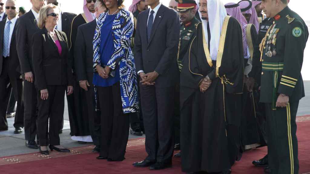 Michelle Obama en su visita oficial a Riad, en 2015.
