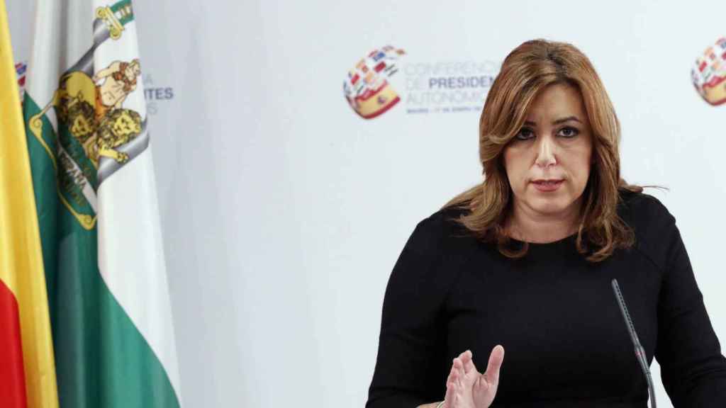 Susana Díaz, durante su rueda de prensa tras la Conferencia de Presidentes.