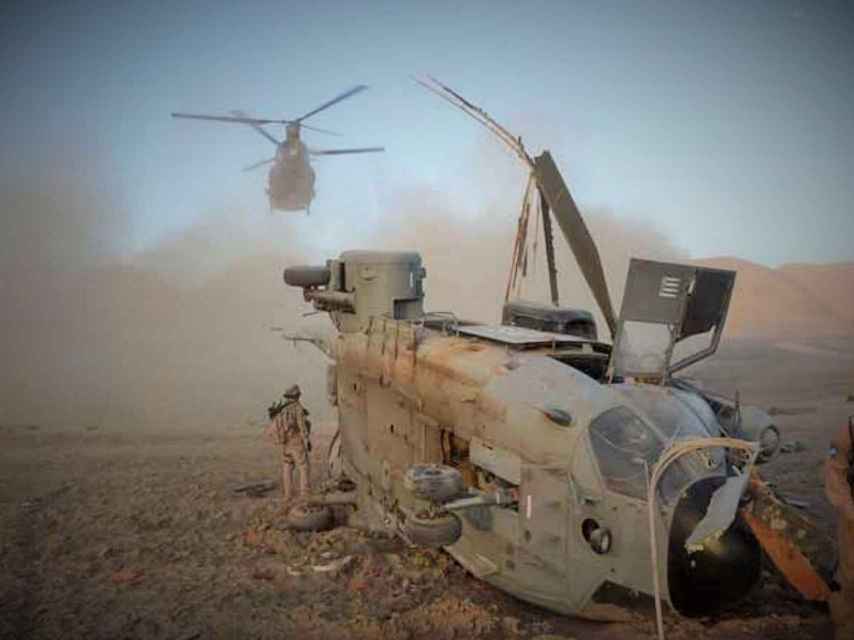 Helicóptero Super Puma español accidentado en Afganistán.