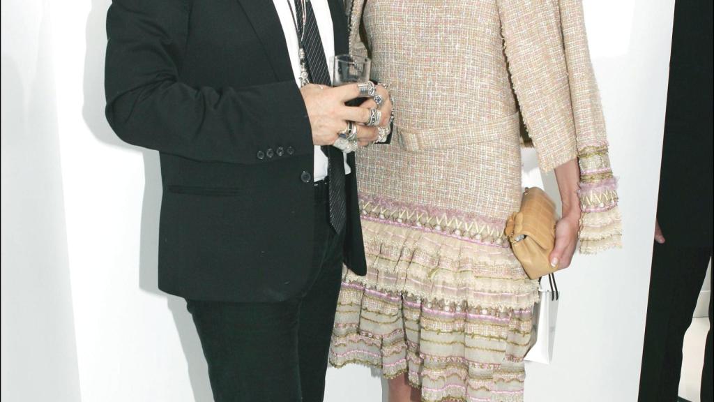 Melania Knauss (después Trump) con Karl Lagerferld, en Nueva York en 2004