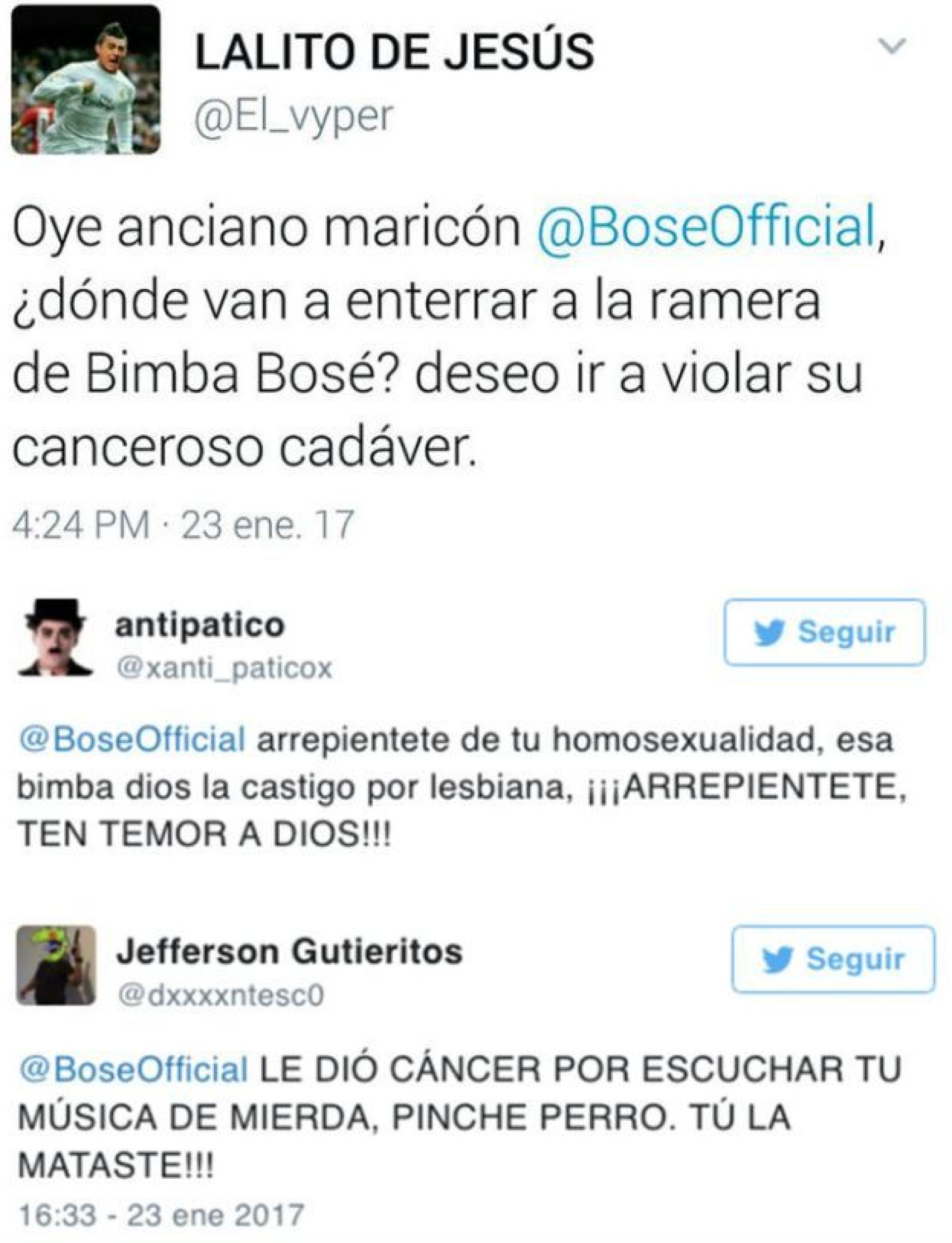 Captura de pantalla de otros tuits ofensivos.