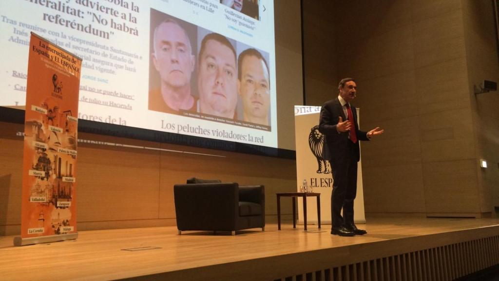 Pedro J. Ramírez en un momento de su conferencia en Badajoz.