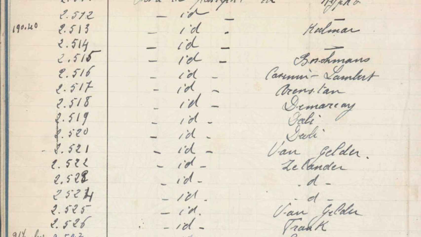 El apellido de Dalí en el registro de visados del 20 de junio, 1940.