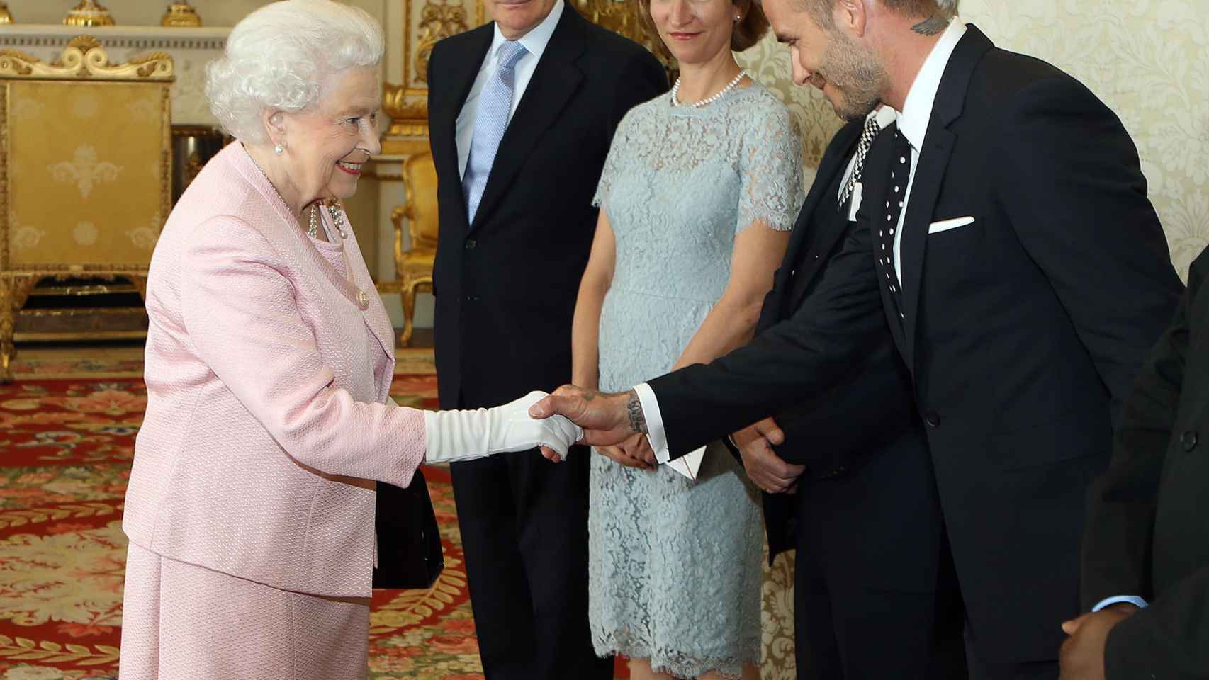 David Beckham, en un encuentro con la reina Isabel II