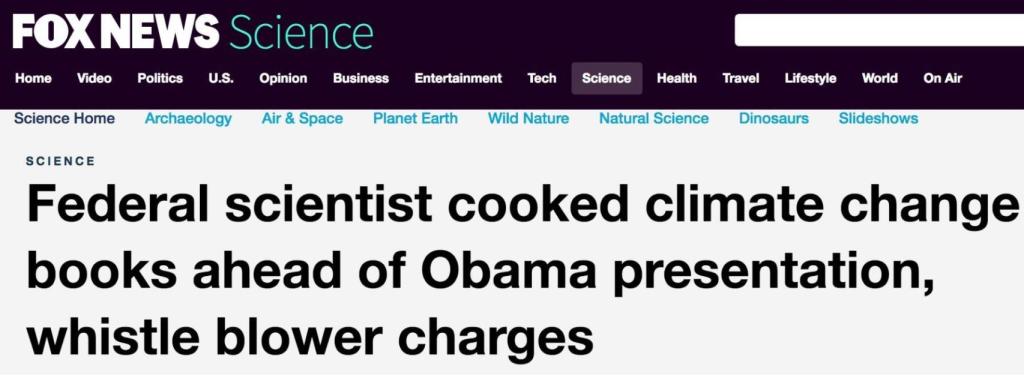 Titular de Fox News tras la exclusiva del Daily Mail sobre la NOAA.