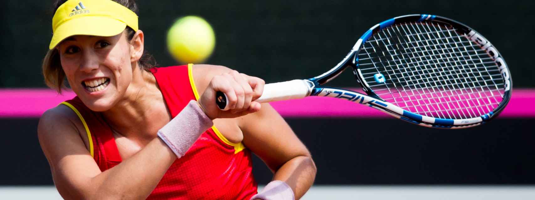 Garbiñe Muguruza en su última eliminatoria de Fed Cup con España.