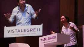 El secretario general de Podemos, Pablo Iglesias, en una intervención en Vistalegre 2.
