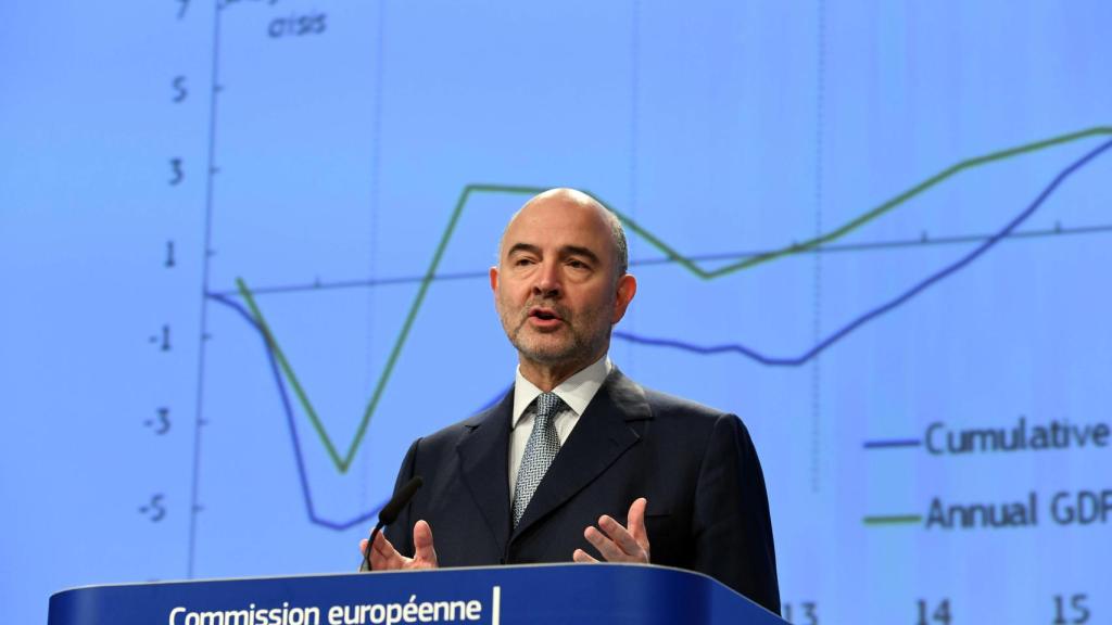 El comisario de Asuntos Económicos, Pierre Moscovici, en rueda de prensa