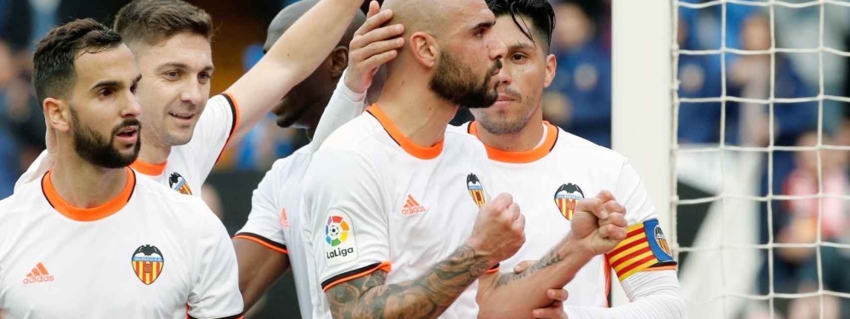 Zaza celebra un gol con el Valencia.