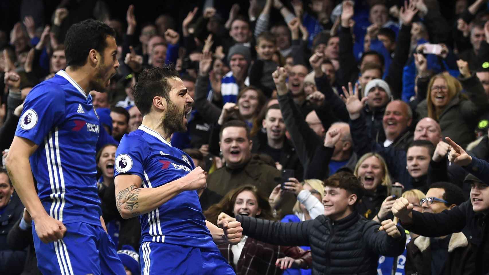 Cesc Fàbregas celebra un gol con el Chelsea