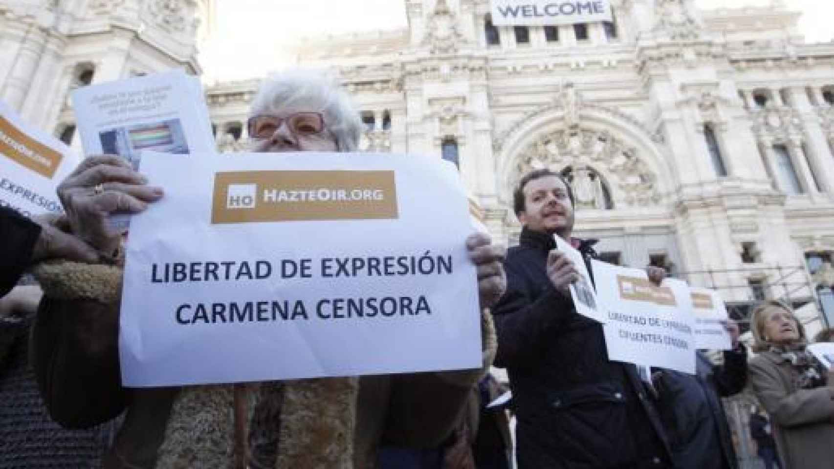 Pablo Santana este miércoles en una protesta junto al Ayuntamiento de Madrid