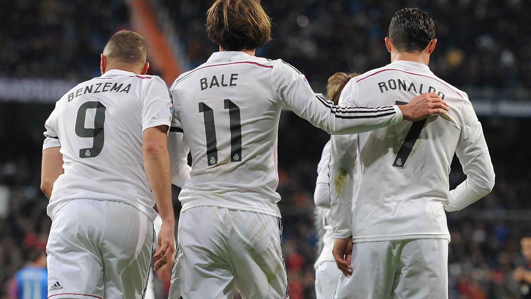 Benzema, Bale y Cristiano en un partido con el Real Madrid.