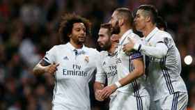 El Real Madrid celebrando un gol en Champions