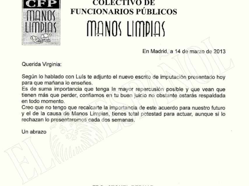 Carta de Miguel Bernad a Virginia López-Negrete por el 'asunto BBVA'