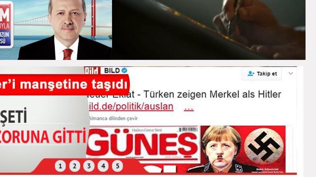 Captura de pantalla de la portada del diario Günes