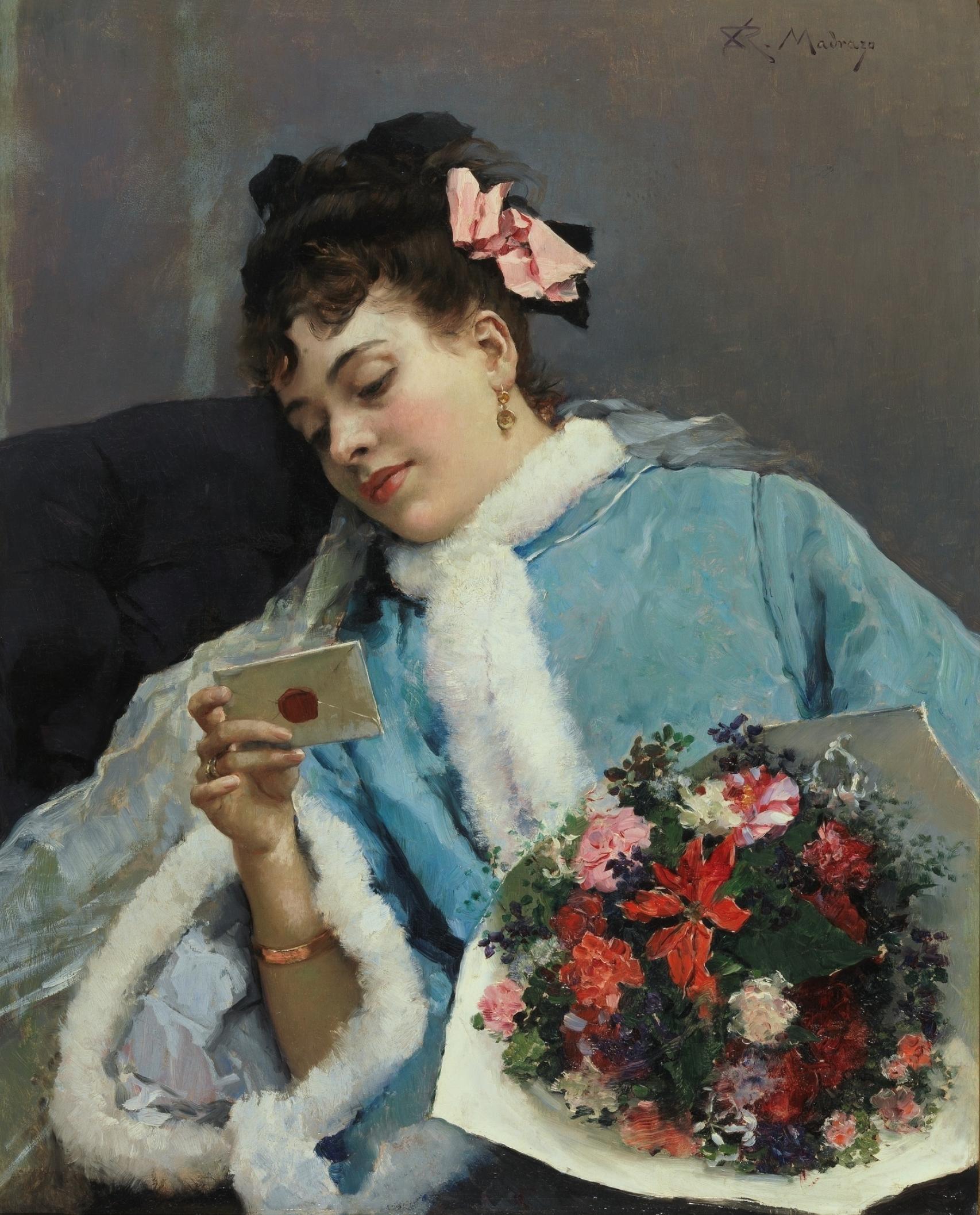 Felicitación de cumpleaños, pintura de Raimundo de Madrazo.