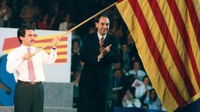 Aznar y Vidal-Quadras en un mitin del PP, en Barcelona, en 1995.