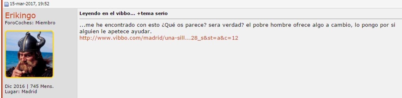 El post inicial que recogía la petición de Juan