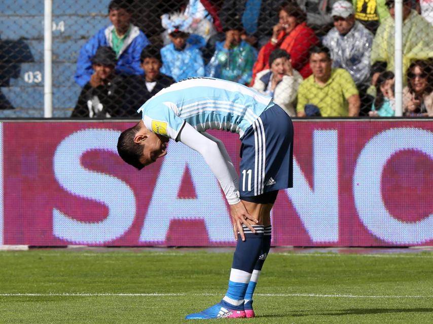 Di María, al final del partido en Bolivia.