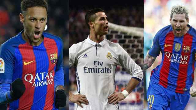 Neymar, Cristiano Ronaldo y Messi.