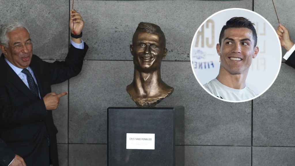 El busto de Cristiano Ronaldo en el aeropuerto de Madeira.