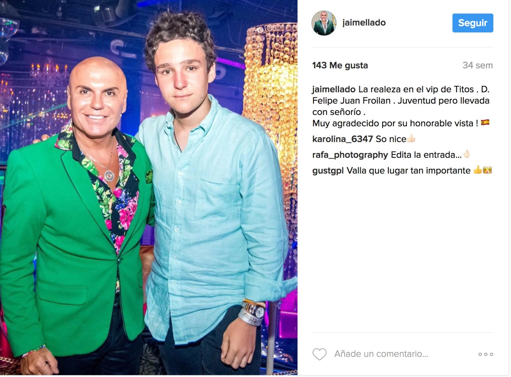 Jaime Lladó, director de Titos, junto a Froilán, sobrino del rey Felipe VI.
