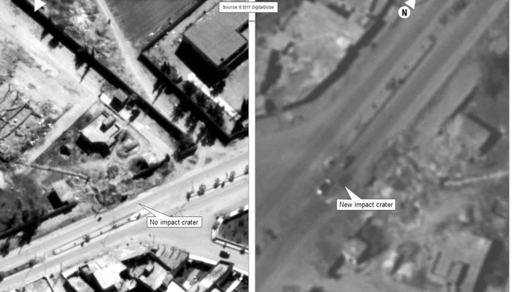 Combo de cómo ha quedado la base aérea tras el ataque. | Reuters