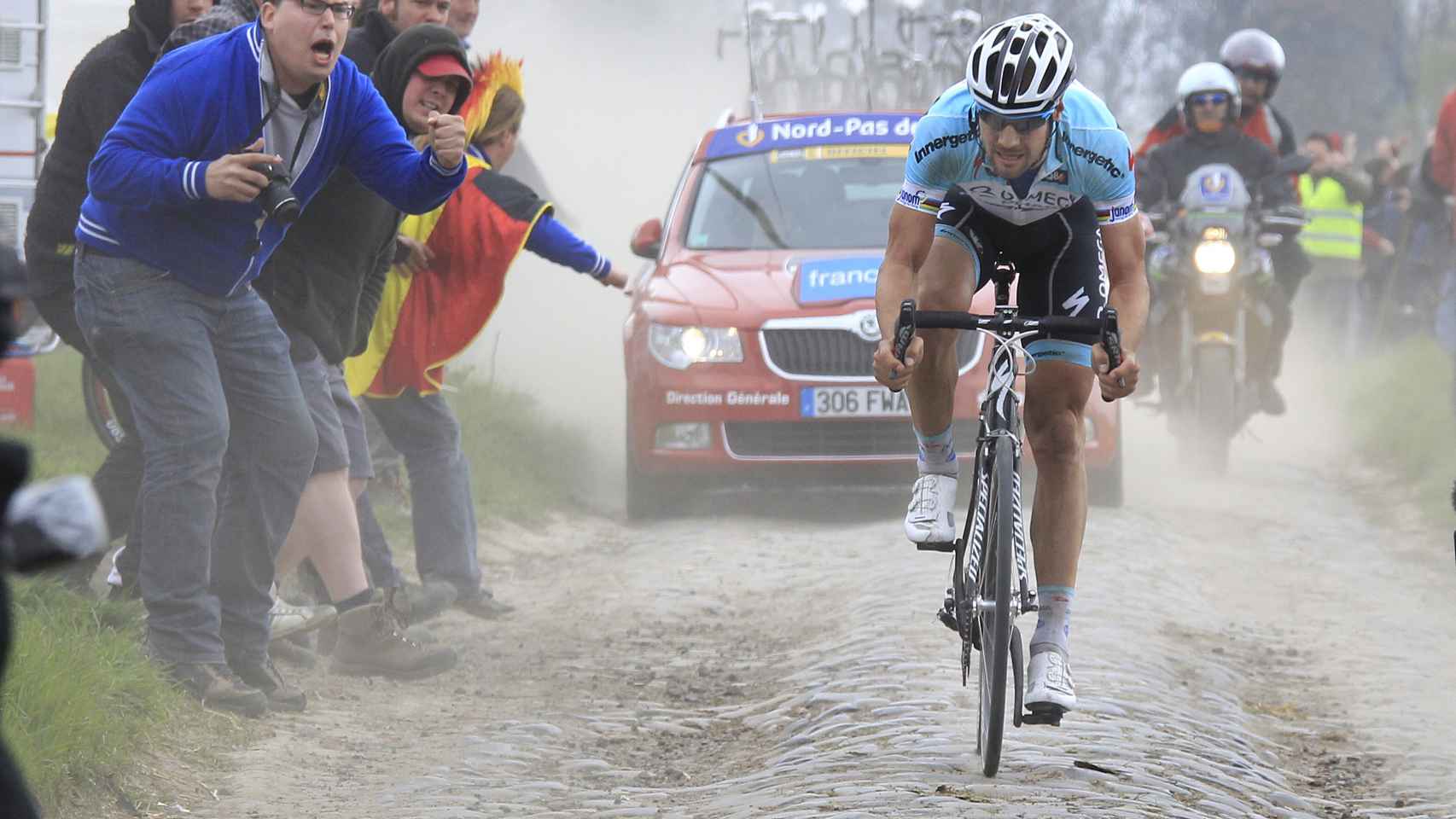 Tom Boonen sobre el adoquinado de la París-Roubaix.